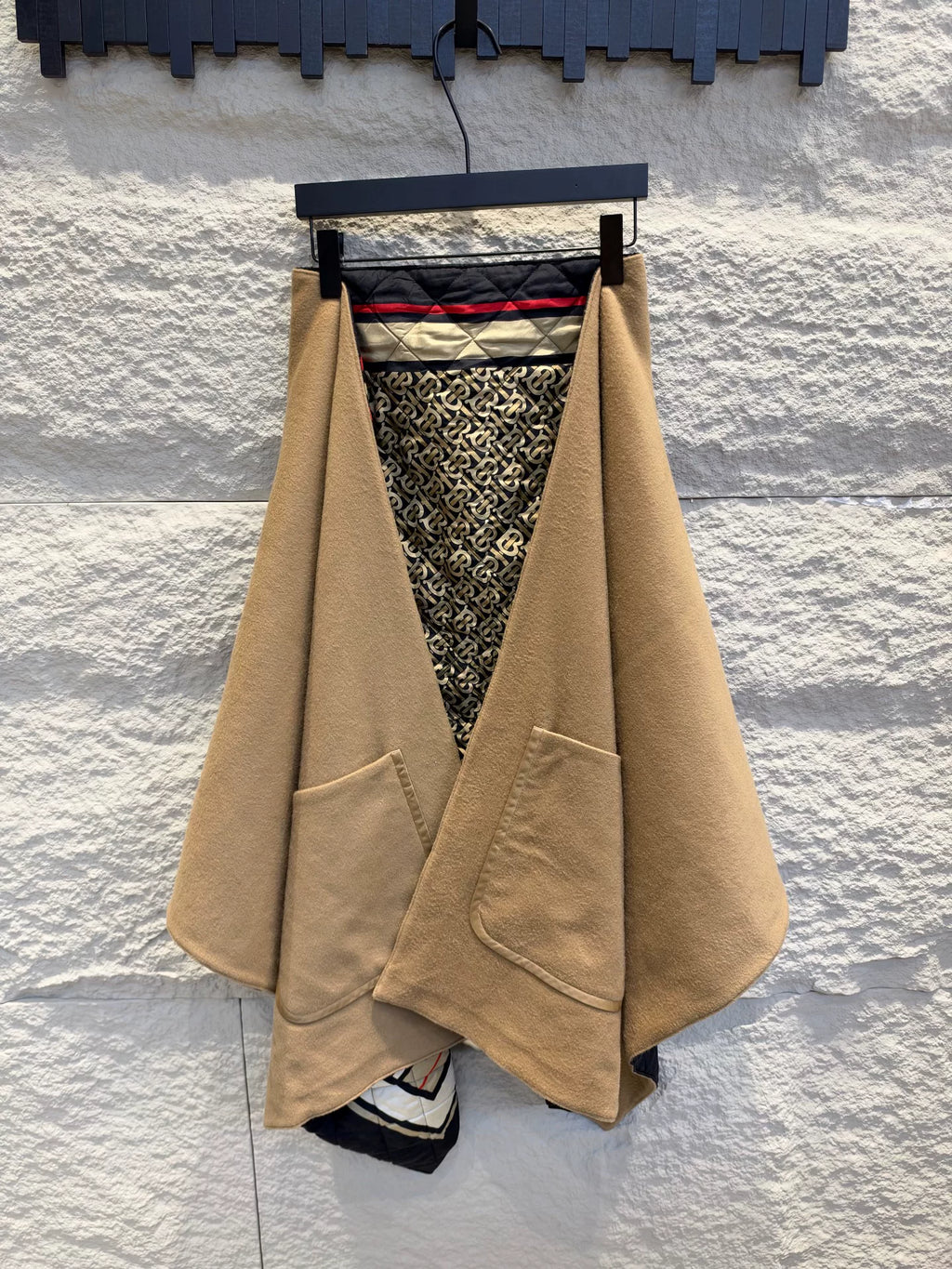 Burberry Camel Plaid Wool Cashmere Cape