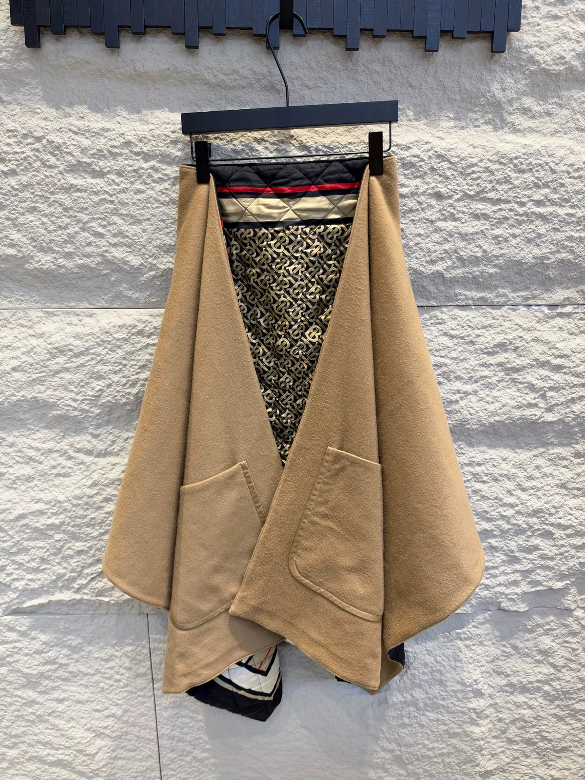 Burberry Camel Plaid Wool Cashmere Cape