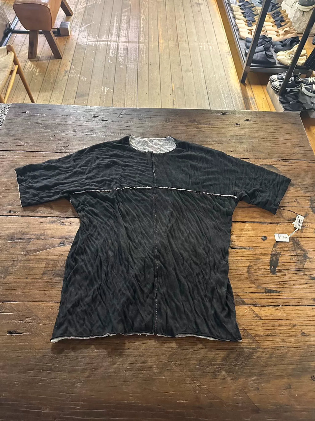 M.A+ SS17 m.a+ Black Special Stitched One Piece Short Sleeve Cotton Top