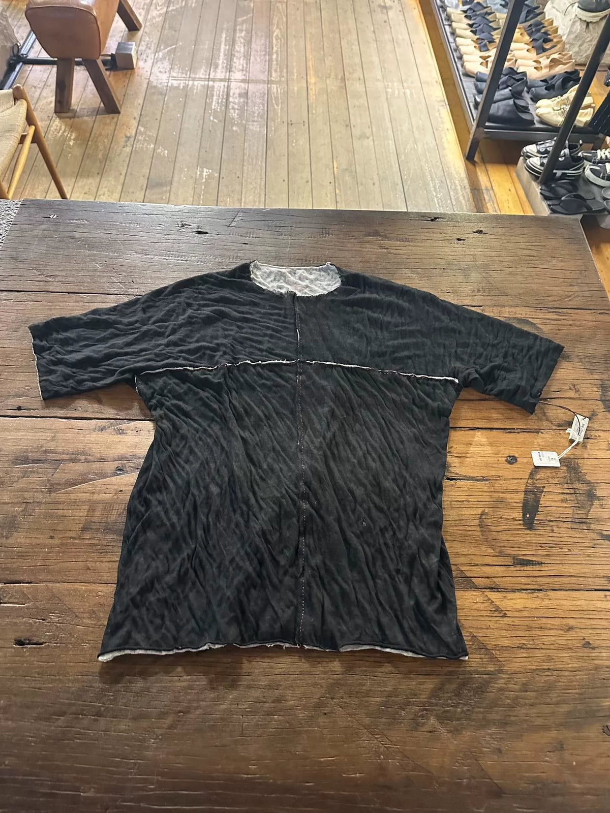 M.A+ SS17 m.a+ Black Special Stitched One Piece Short Sleeve Cotton Top