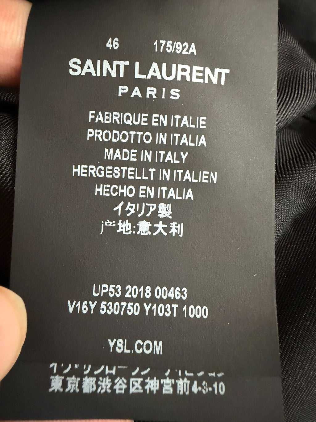 Saint Laurent Paris FW18 Black Gold Trim Velvet Blazer