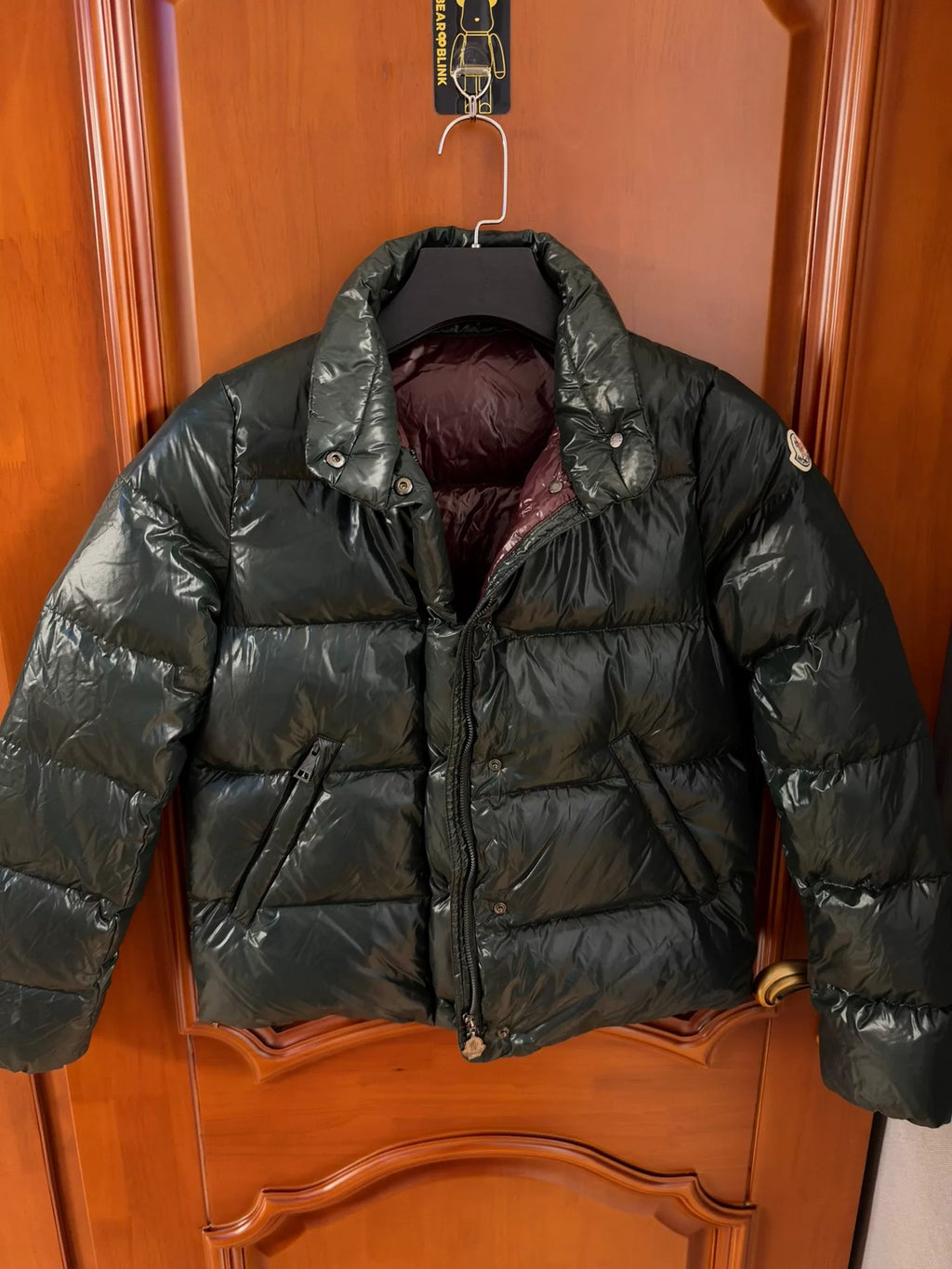 Moncler Brethil Dark Green Glossy Down Jacket