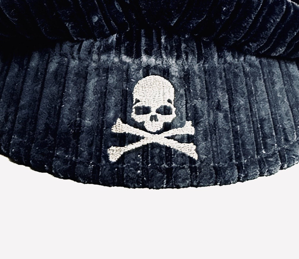 Mastermind Japan Mainline 11AW Velvet D-Ring Silver Embroidered Skull Hat