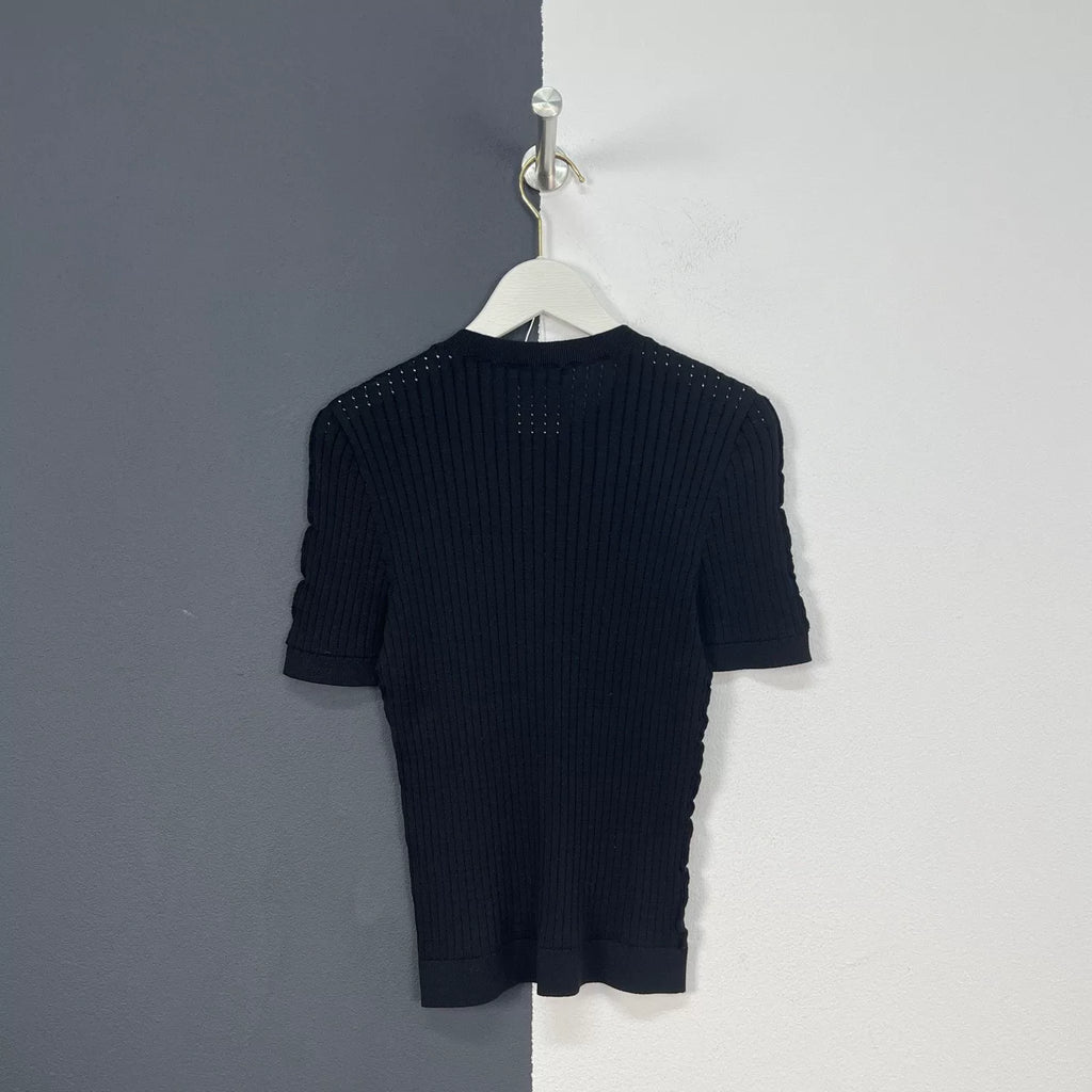 Chanel Short Sleeve Knit Logo Top