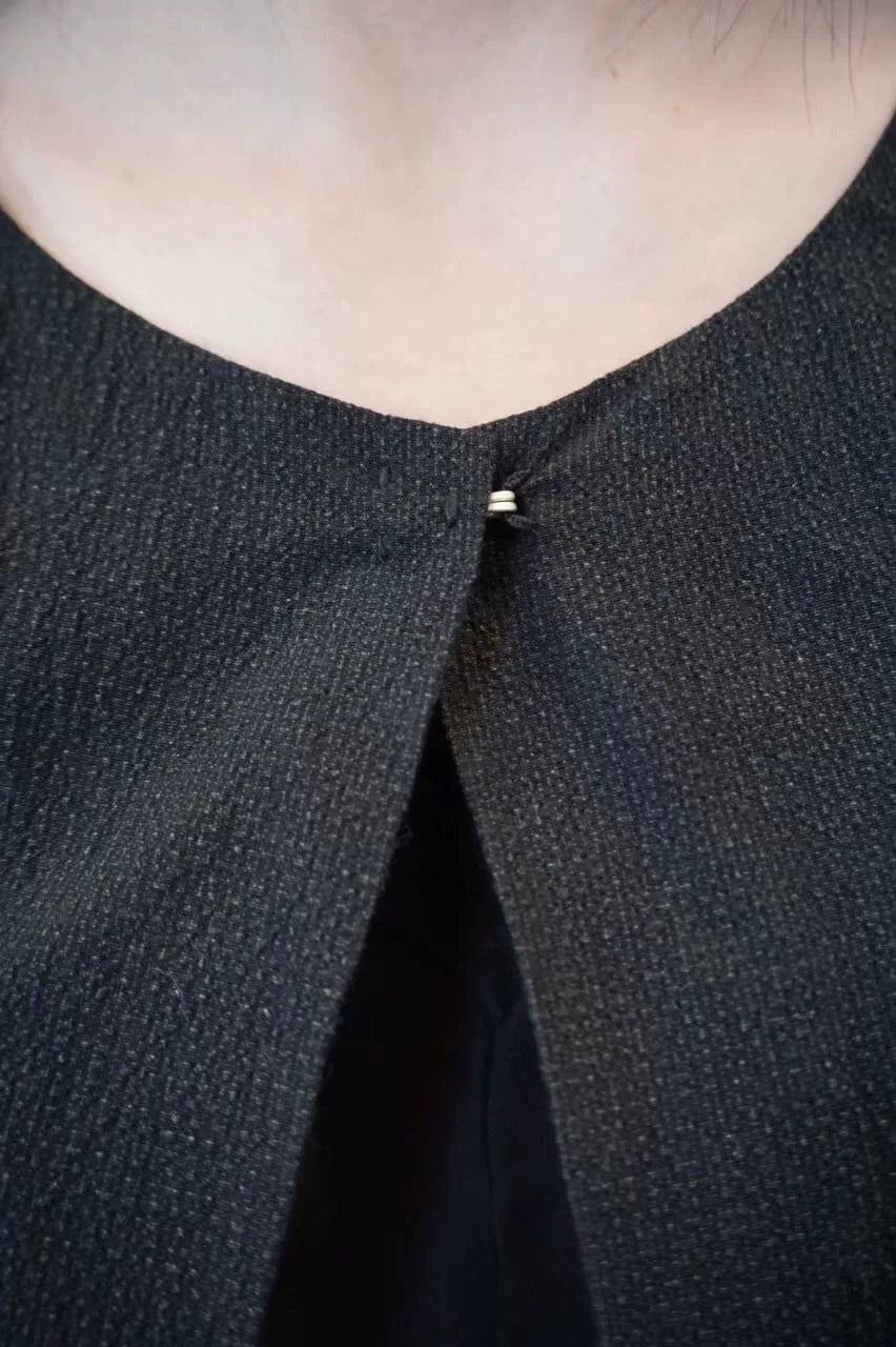 M.A+ SS18 Black Fitted Cross Pocket Cotton Ramie Jacket