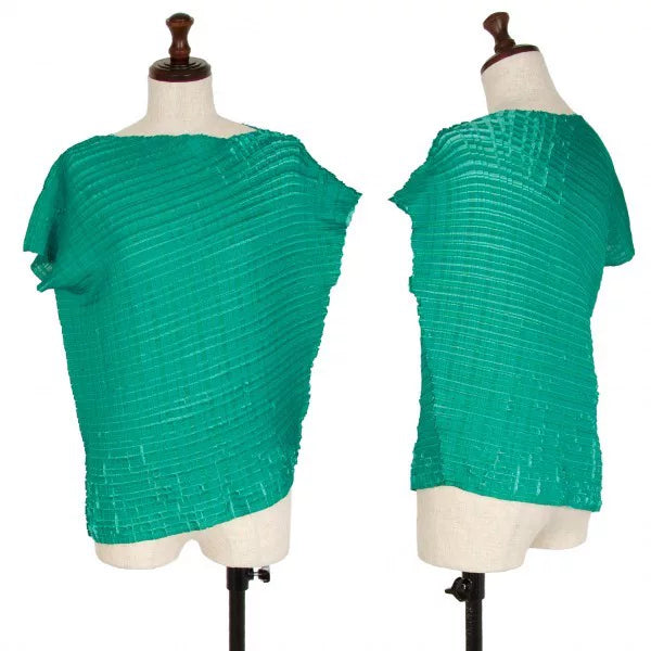 Issey Miyake Vintage Green Pleated Top