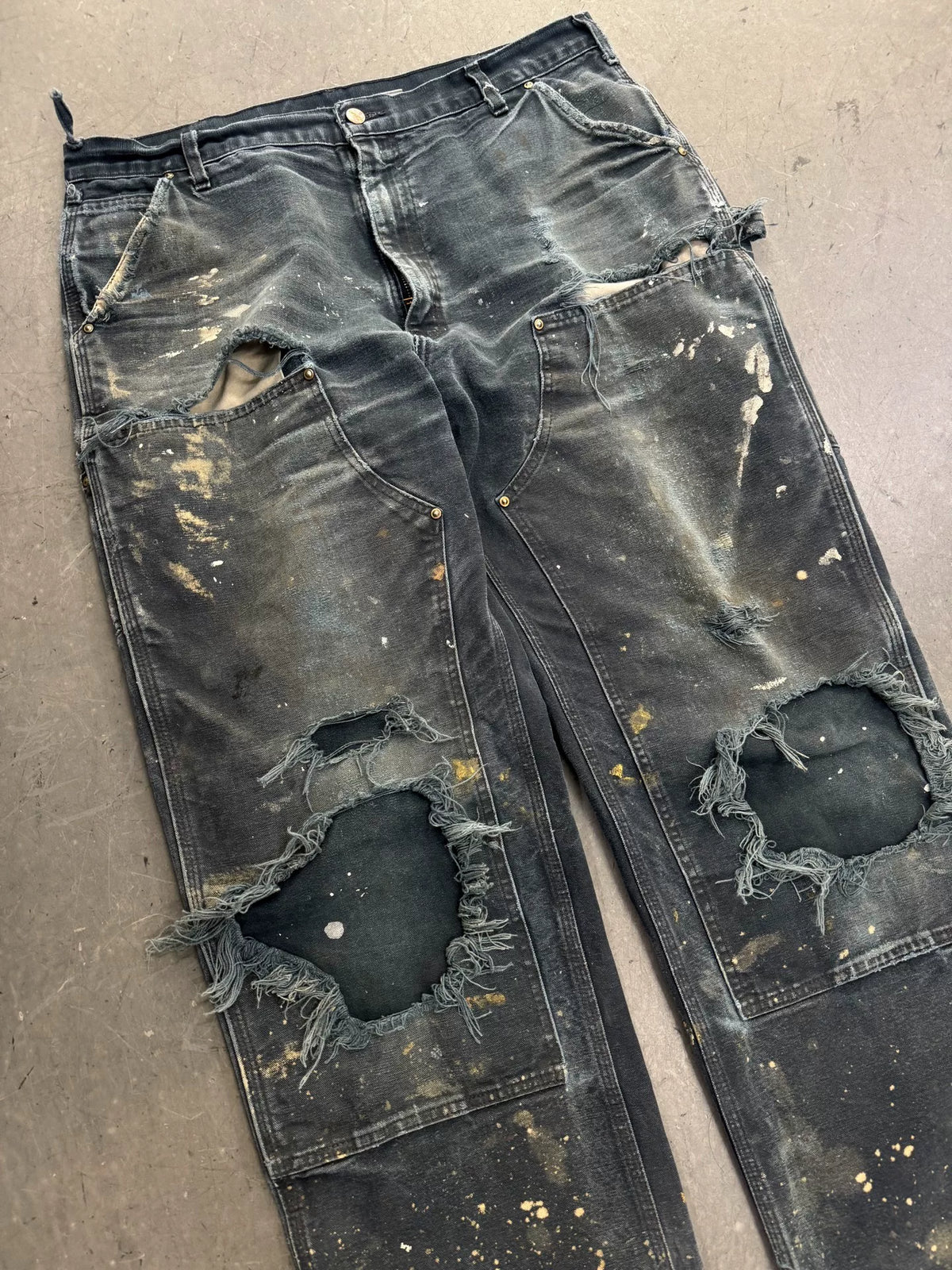 Carhartt B01 Blk Distressed Double-Knee Pants