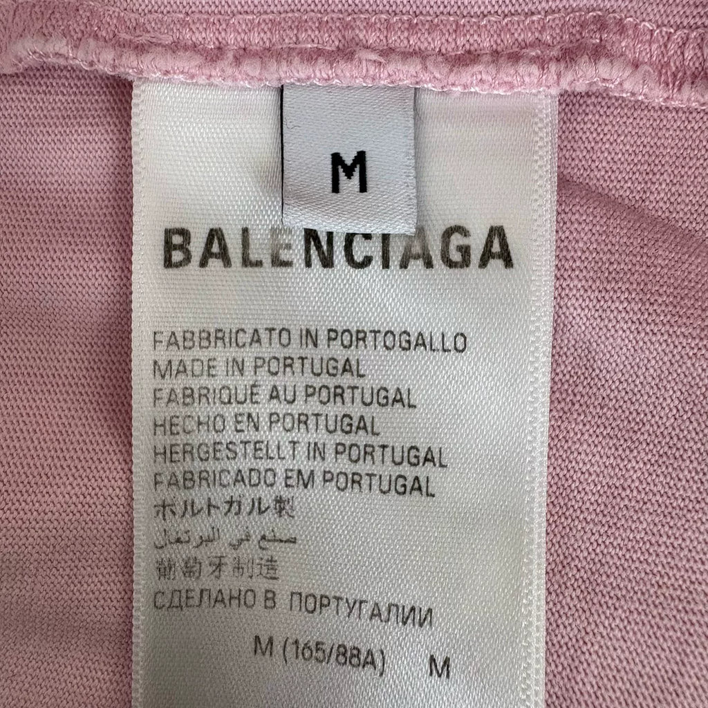 Balenciaga Sakura Pink Letter Wheat Ear Print Short Sleeve Top