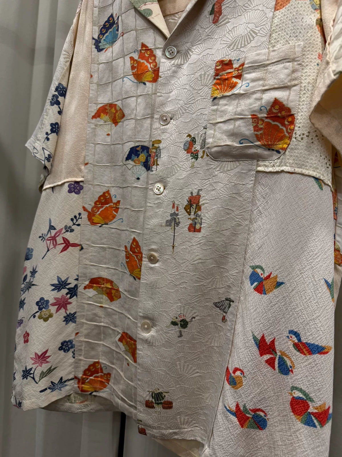 aviva jifeixue antique fabric patchwork shirt