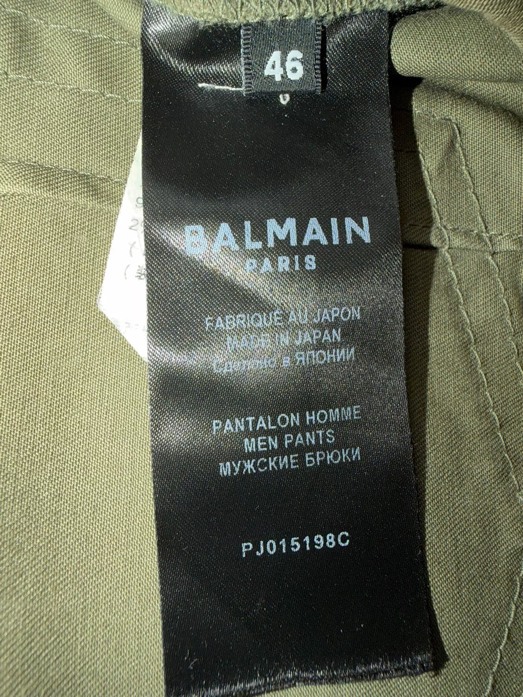 Balmain Paris 15SS Zip Pocket Olive Pants