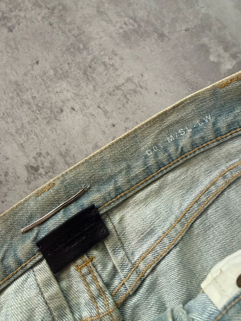 Saint Laurent Paris 13SS D01 Ice Blue Mud Dye Distressed Jeans by Hedi Slimane