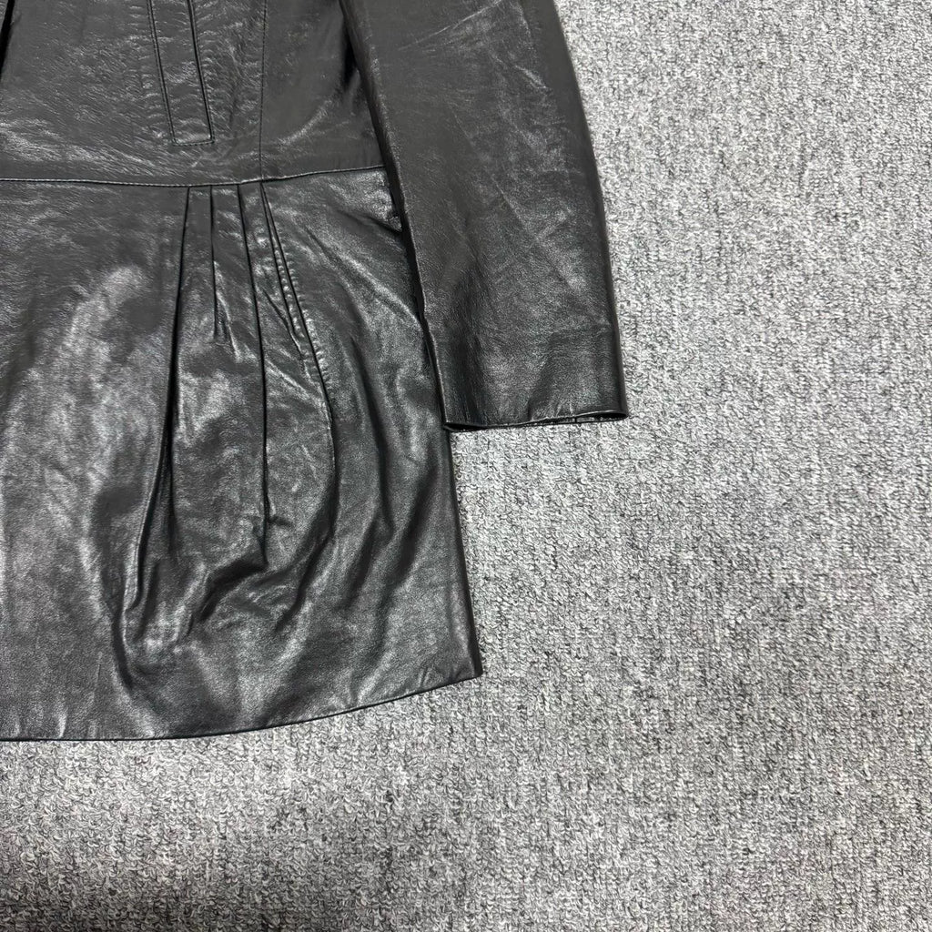 Miu Miu silk lining lamb leather shirt-style dress