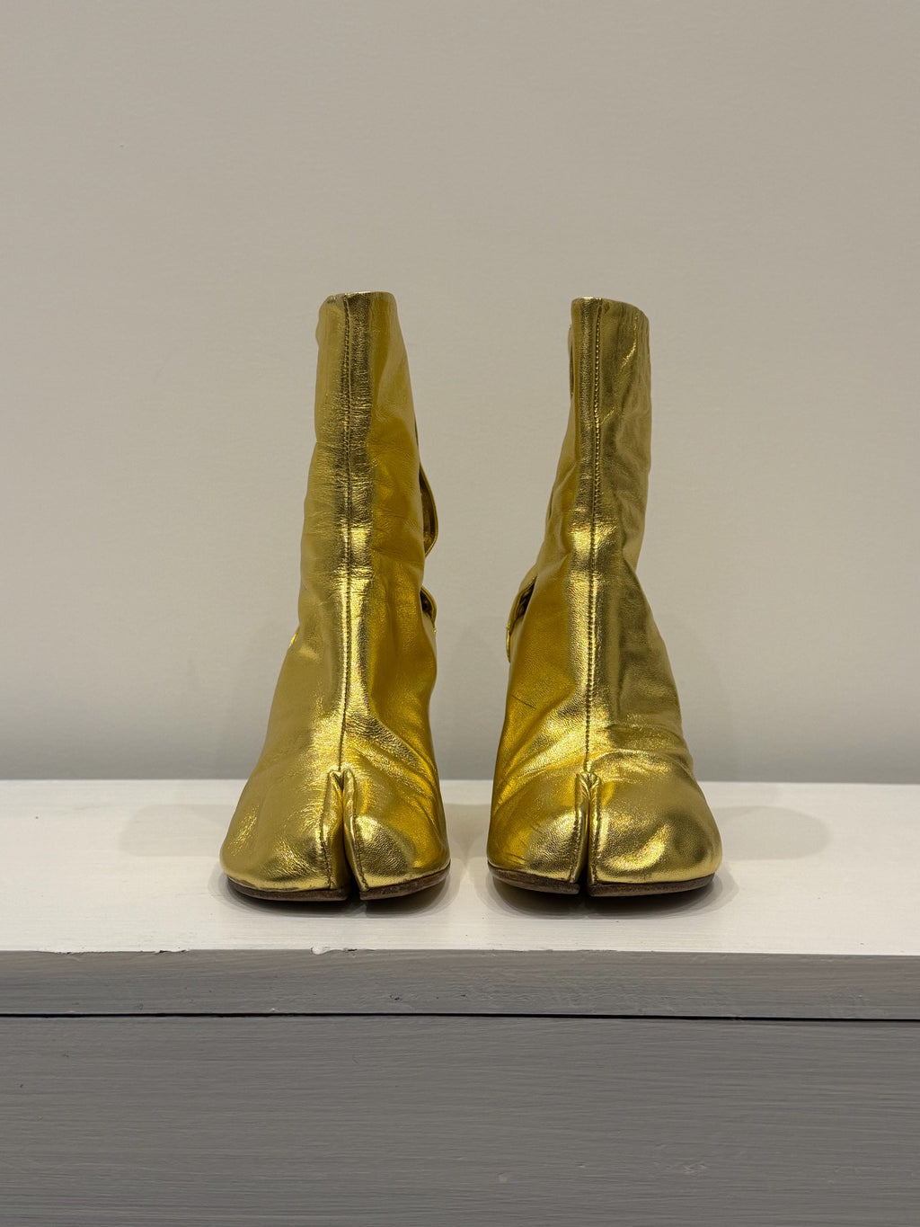 Maison Martin Margiela FW18 Liquid Gold Leather Tabi Shoes