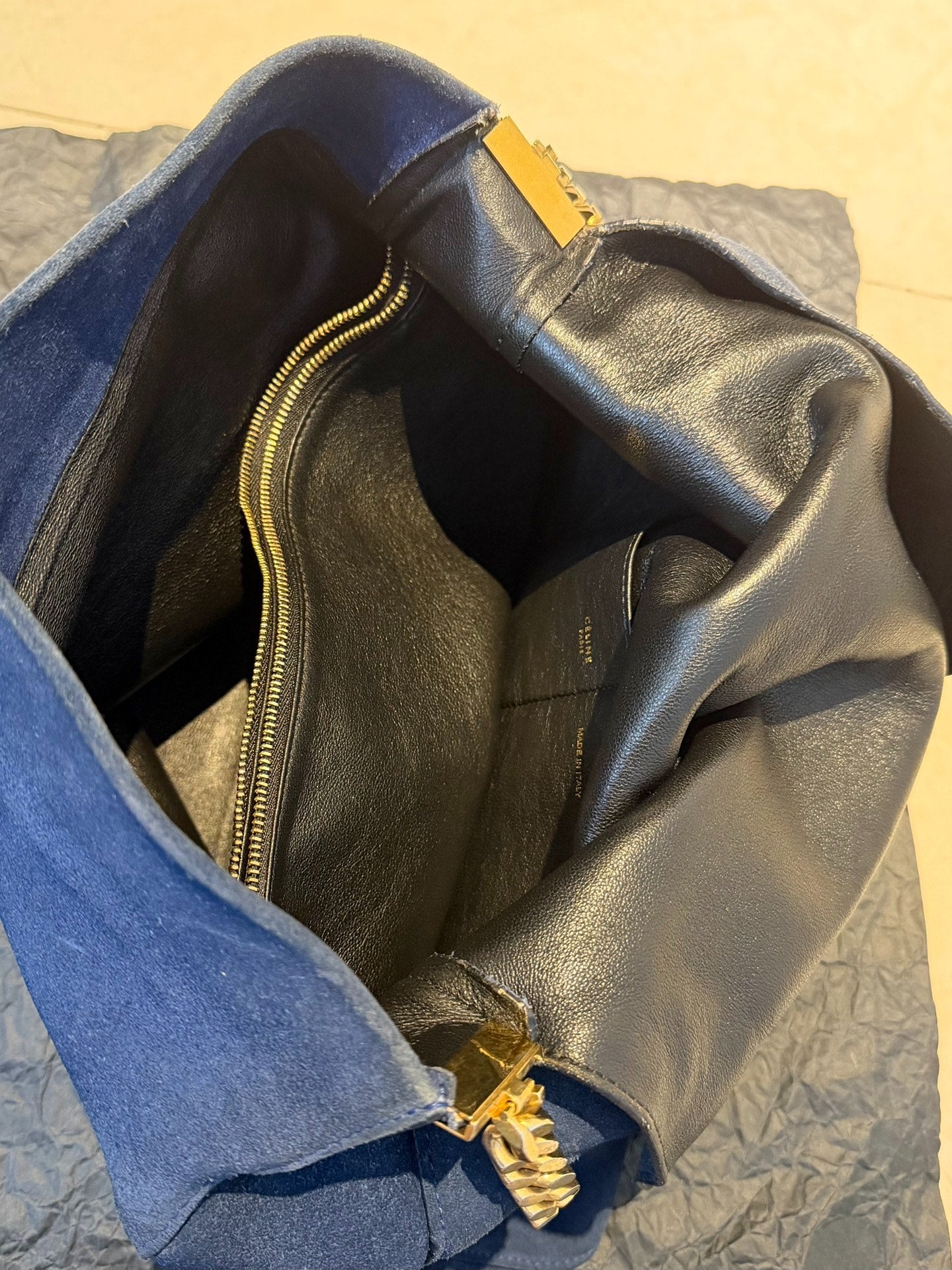 CELINE GOURMETTE Suede Micro-Logo Tote Bag