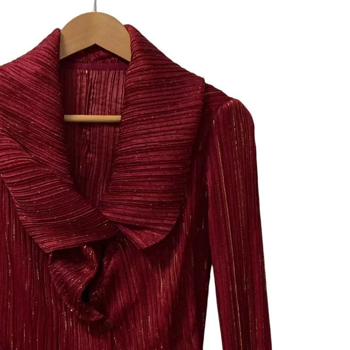 Issey Miyake AW09 Red Gold Thread Pleated Top