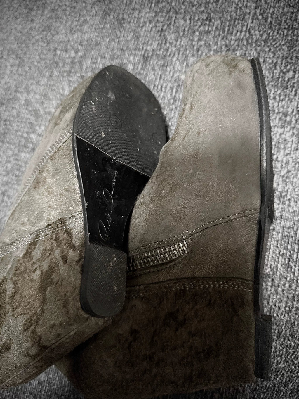 Rick Owens Asymmetric Zip Suede Wedge Boots
