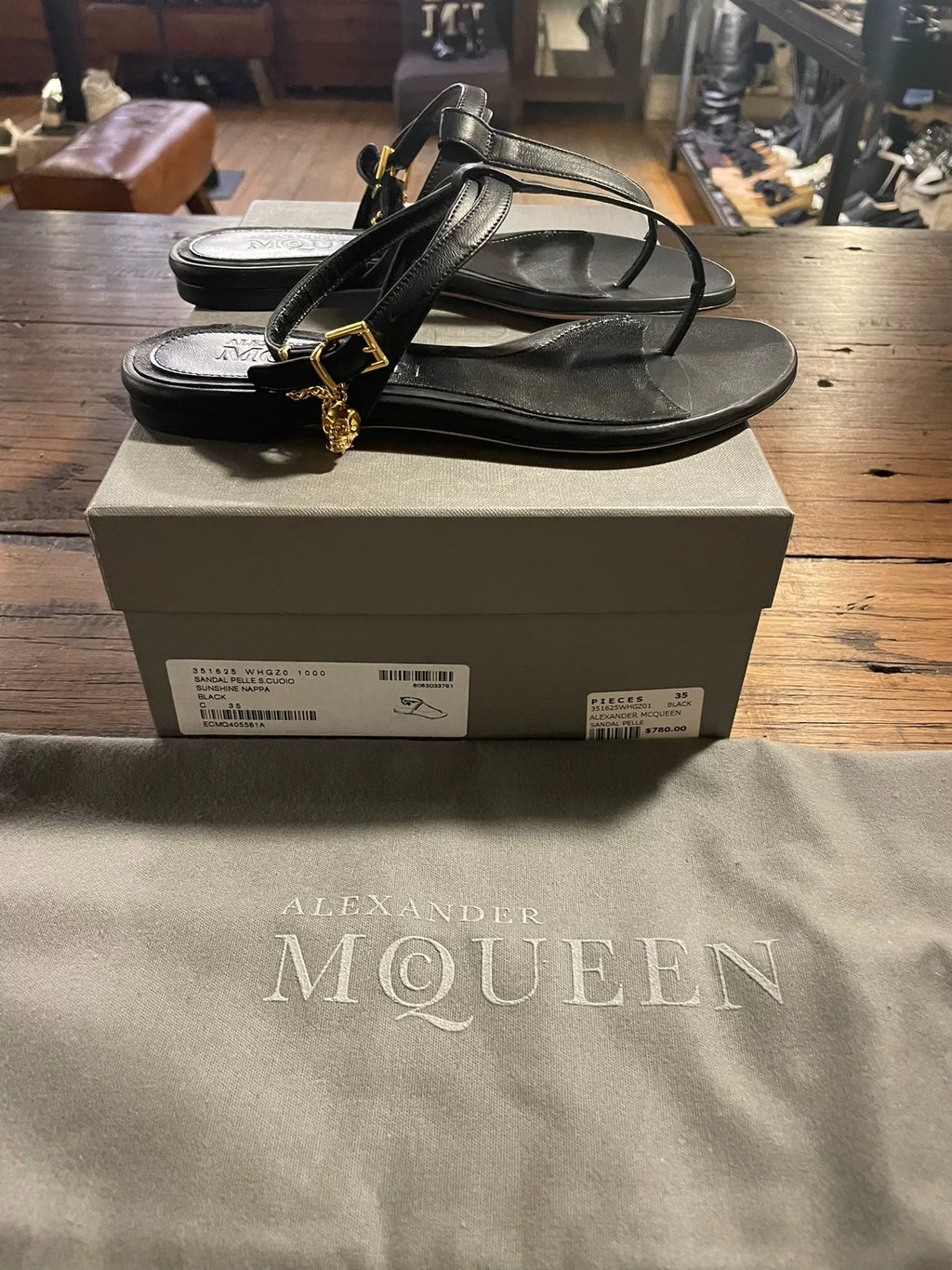 Alexander McQueen SS15 Black Gold Chain Skull Sandals