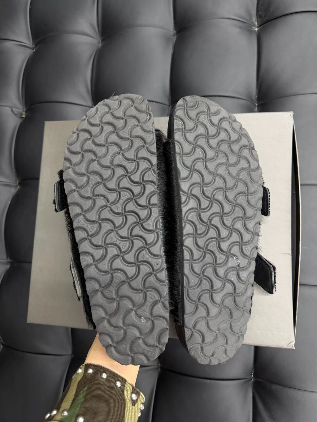 Rick Owens Black Horsehide Sandals