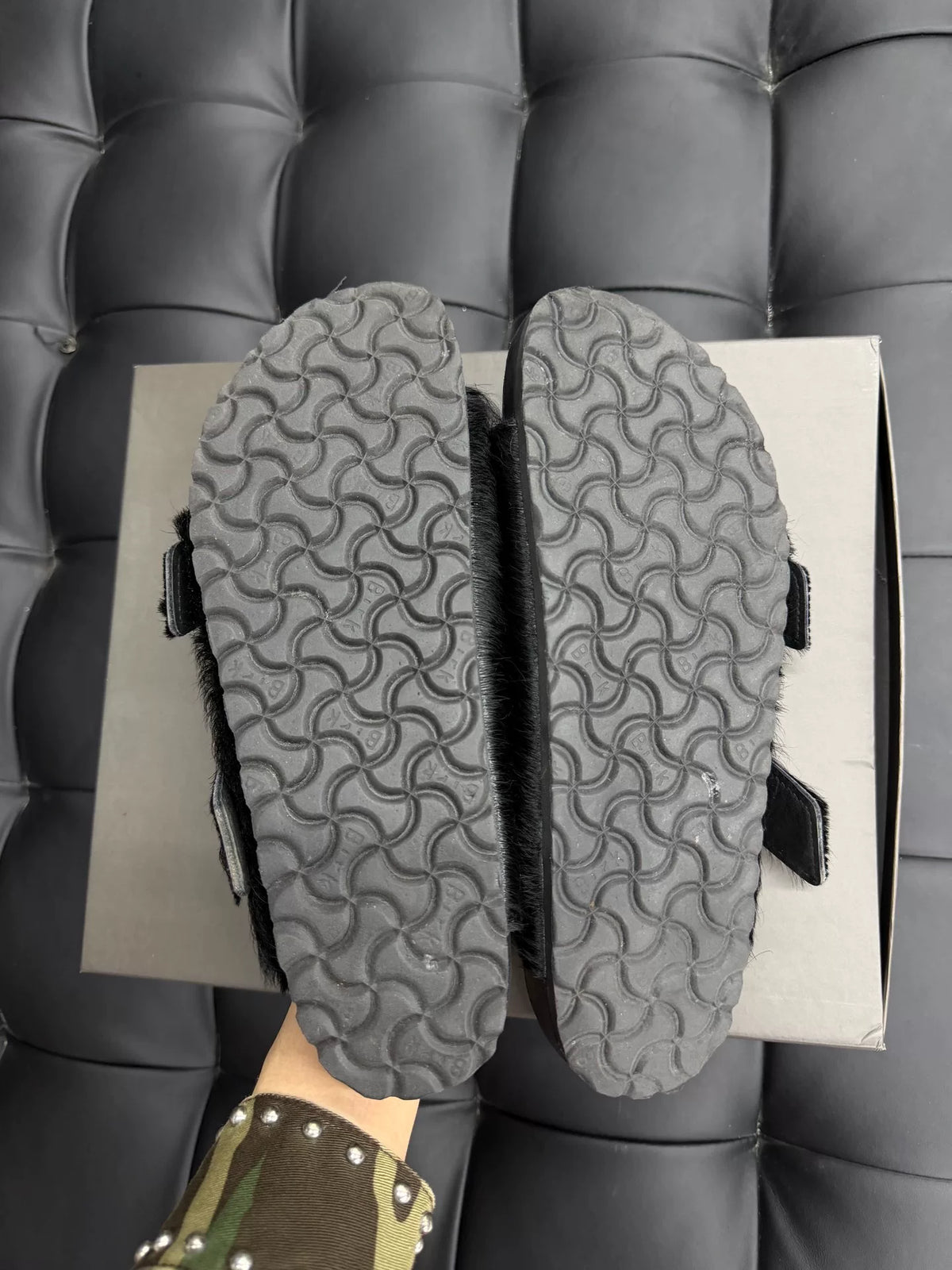 Rick Owens Black Horsehide Sandals