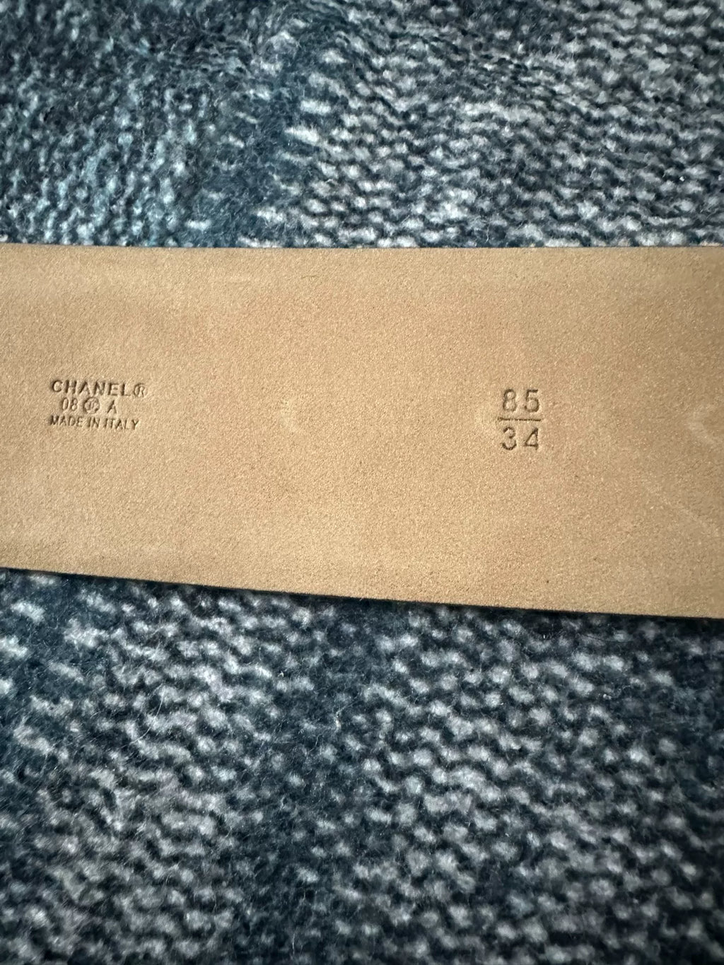 Chanel Double C wide belt silver patent leather