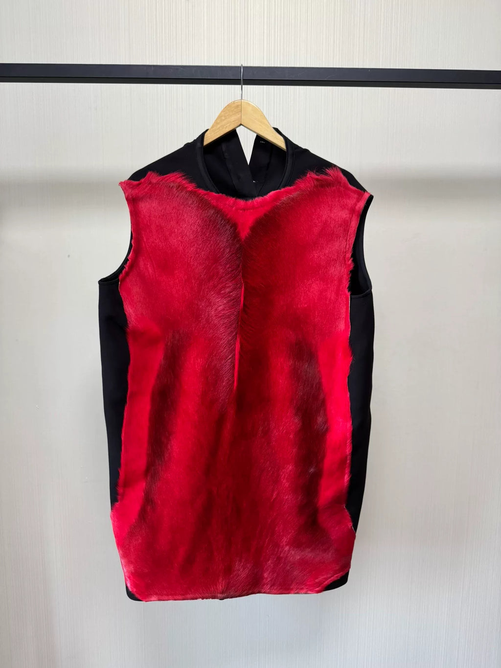 Rick Owens red horsehair panel tank top