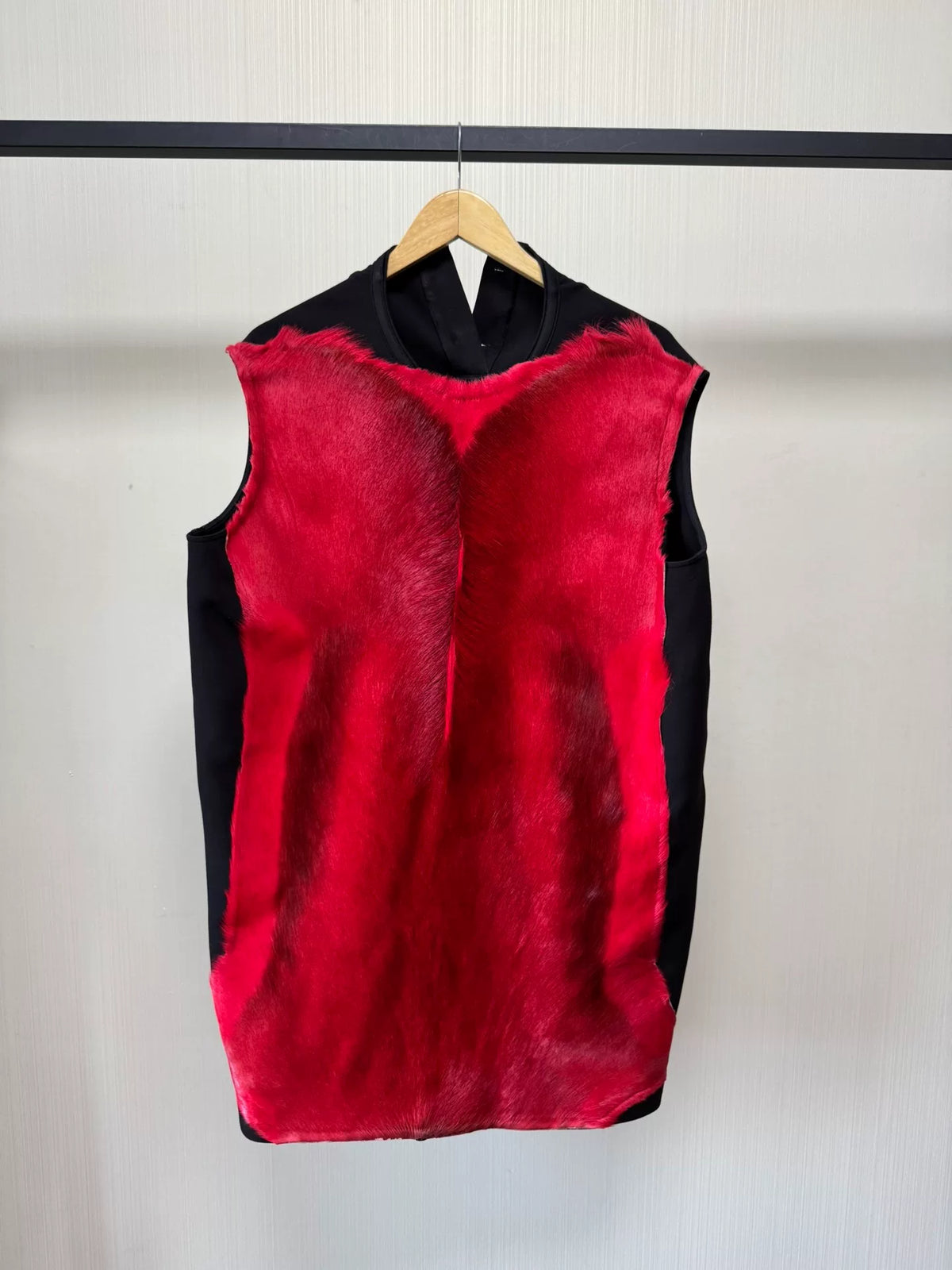 Rick Owens red horsehair panel tank top