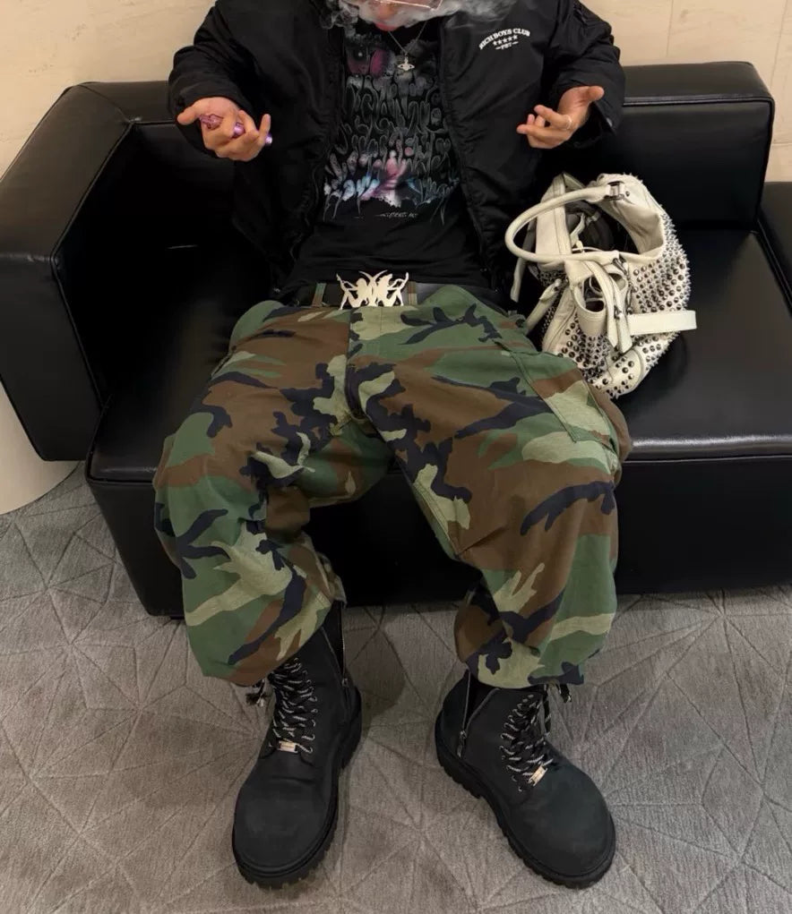 Balenciaga 25FW Double-Zipper Stomper Distressed Military Boots