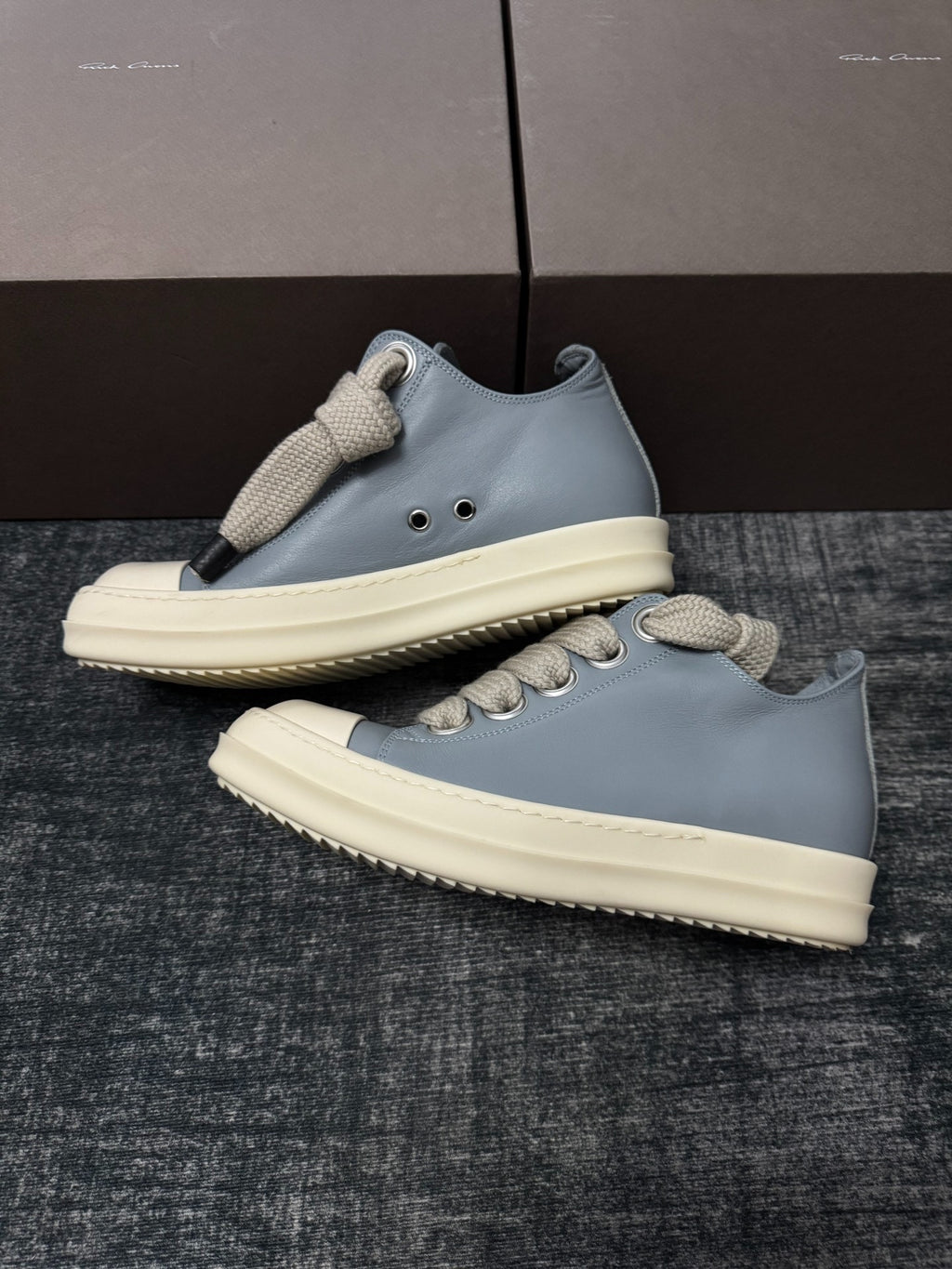 Rick Owens Thick-Lace Haze Blue Sneakers
