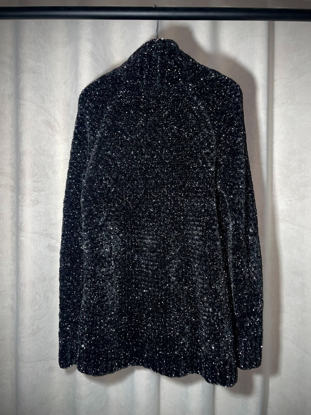 Saint Laurent FW19 Black Silver Thread Star Cardigan