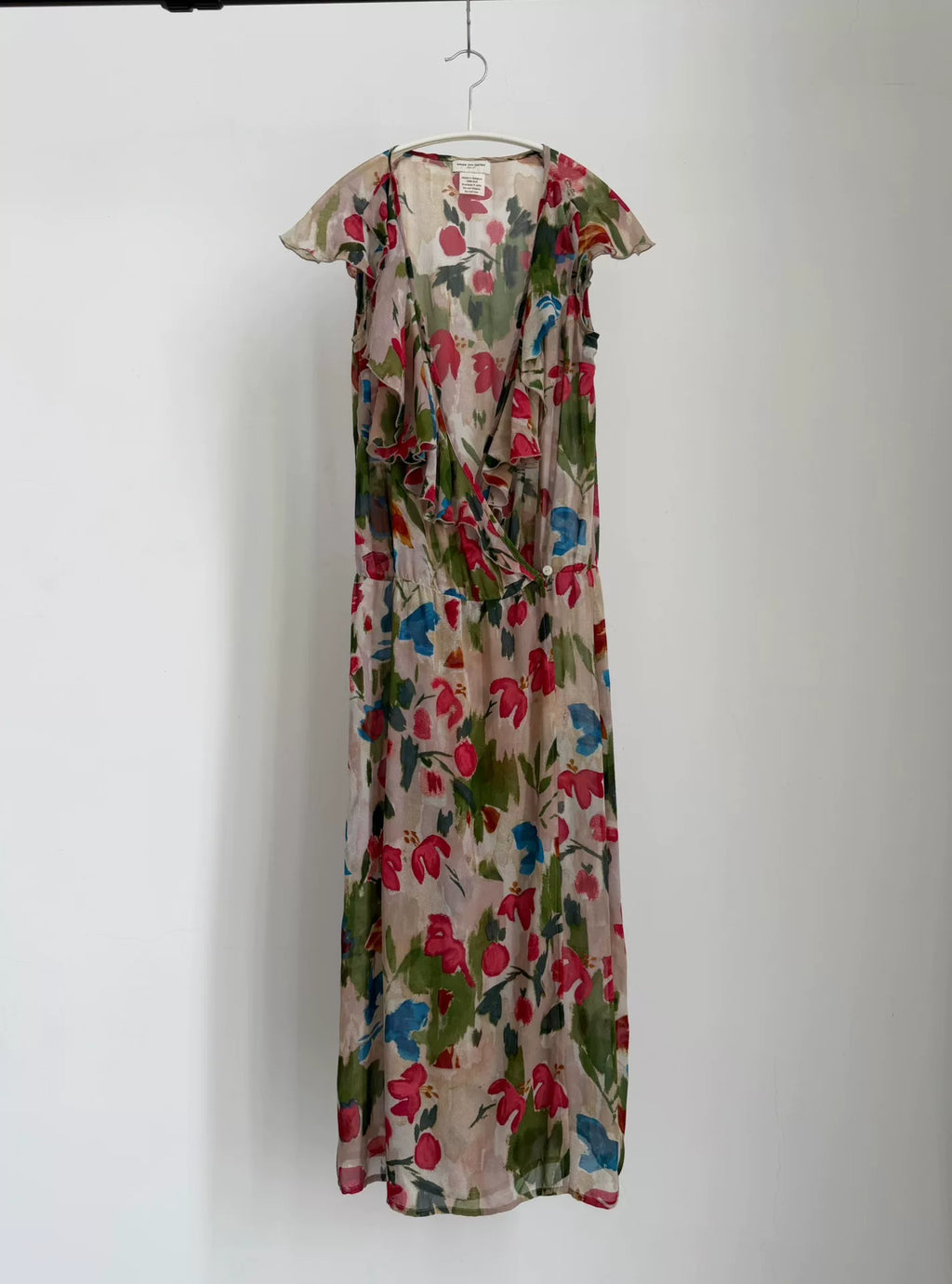 Dries van Noten Watercolor Floral Silk Dress