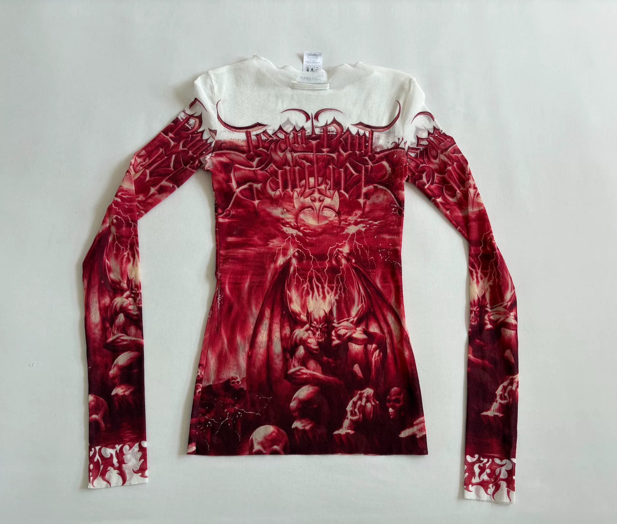 Jean Paul Gaultier Devil Skull Print Mesh Dress