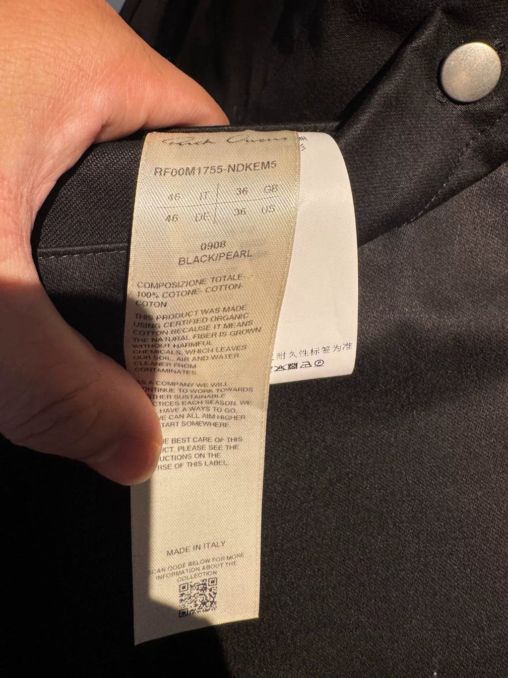 Rick Owens Forever Satin Cotton Work Shirt