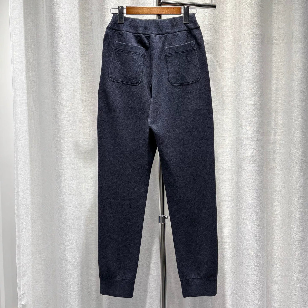 Dior Navy Blue All-Over Logo Print Embroidered Logo Elastic-Cuff Zip-Up Cotton Cashmere Trousers