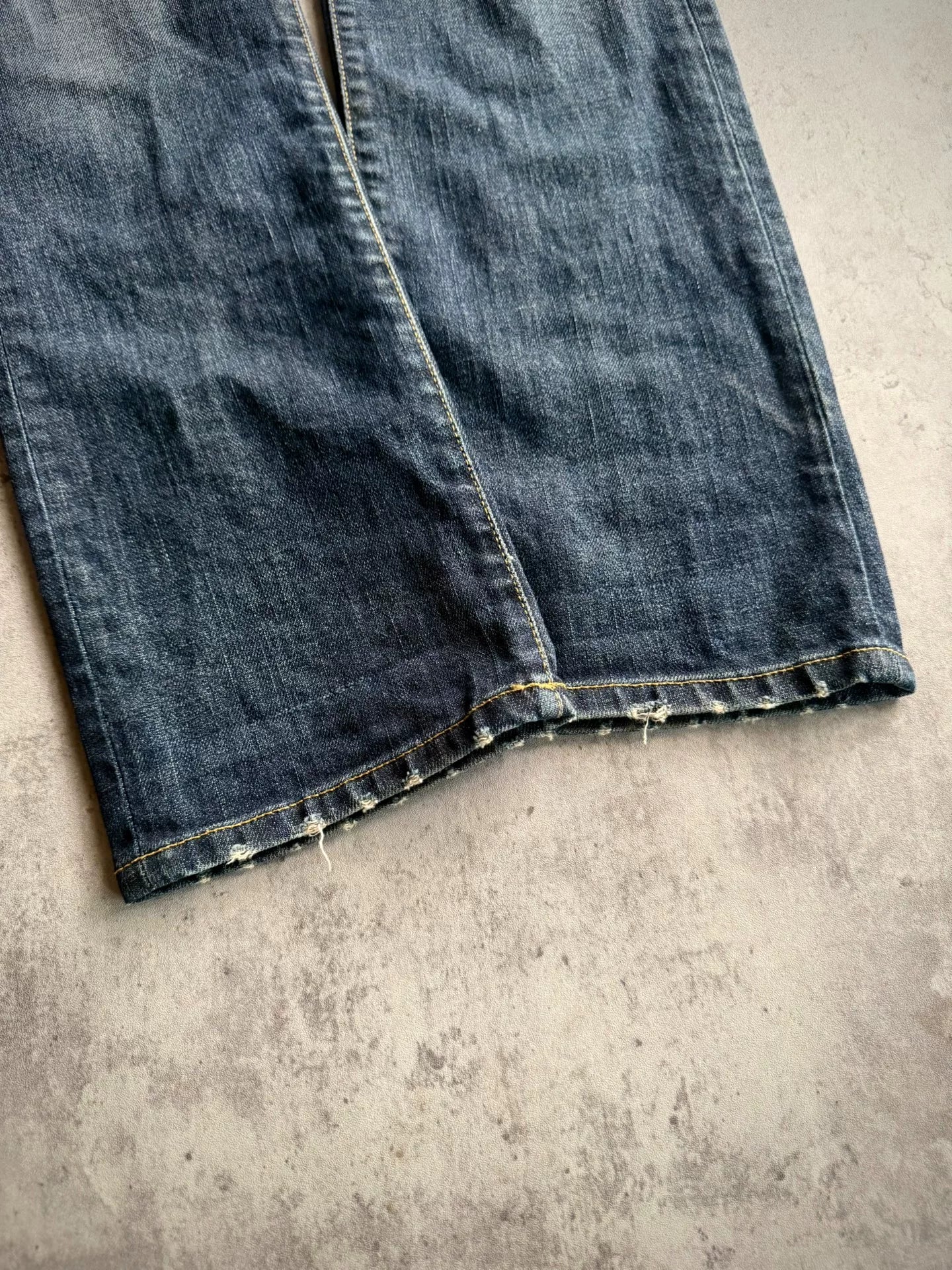 Saint Laurent 13AW D01 Blue Washed Distressed Denim Jeans by Hedi Slimane