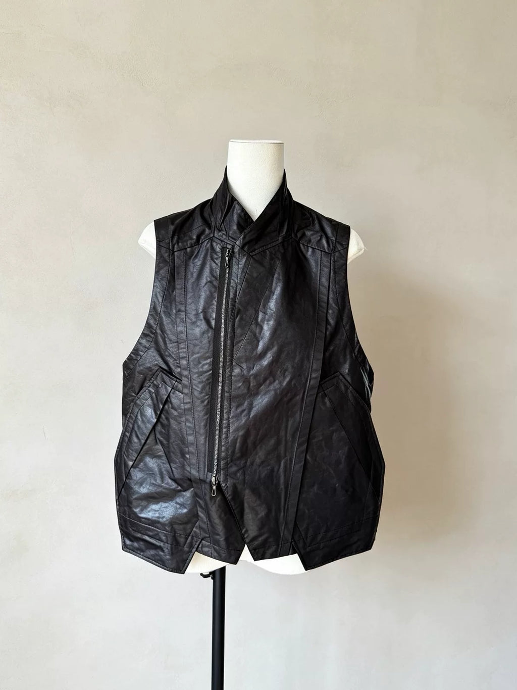 Julius SS23 Coated Deconstructed Stand-Collar Vest