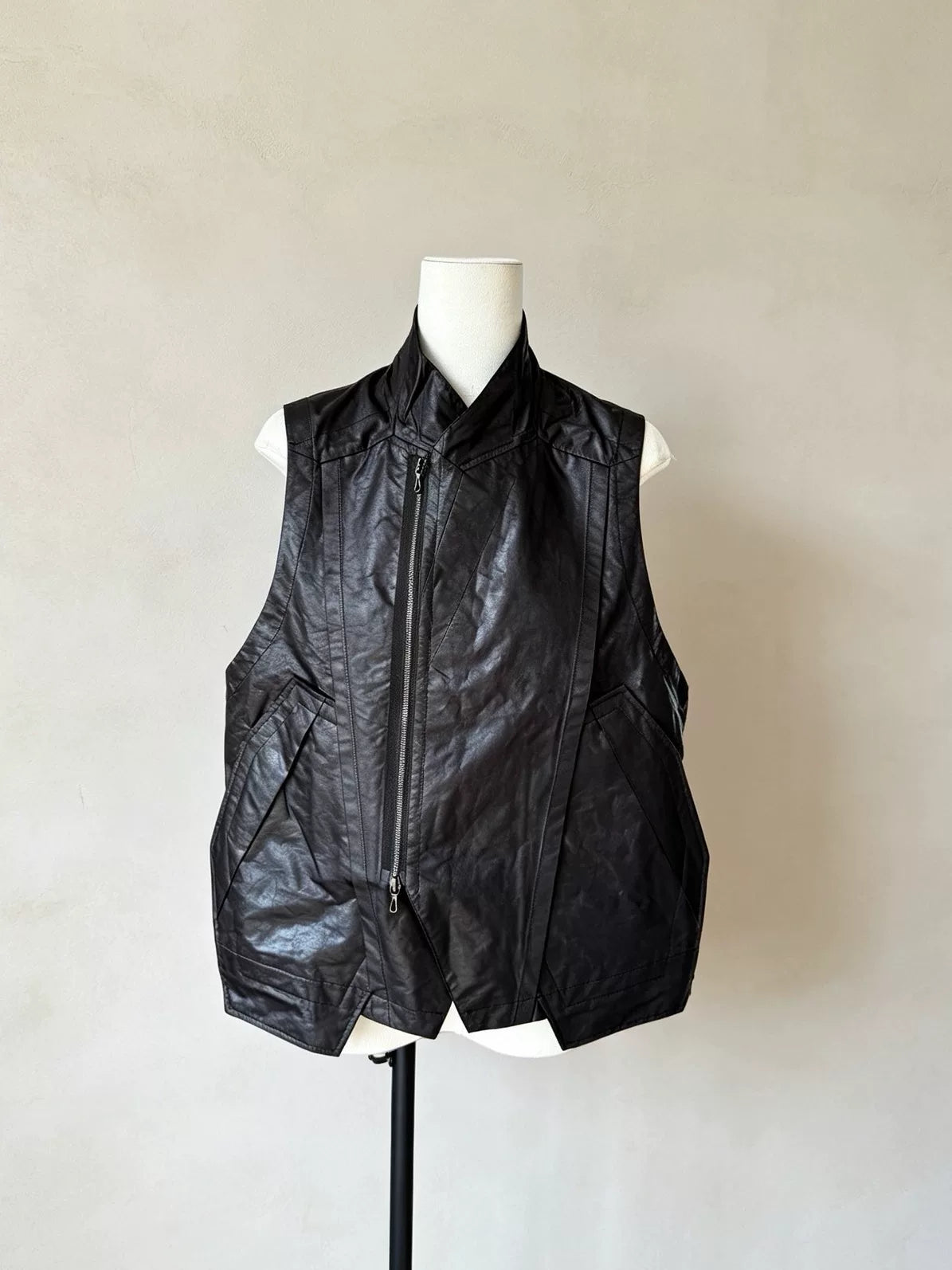 Julius SS23 Coated Deconstructed Stand-Collar Vest