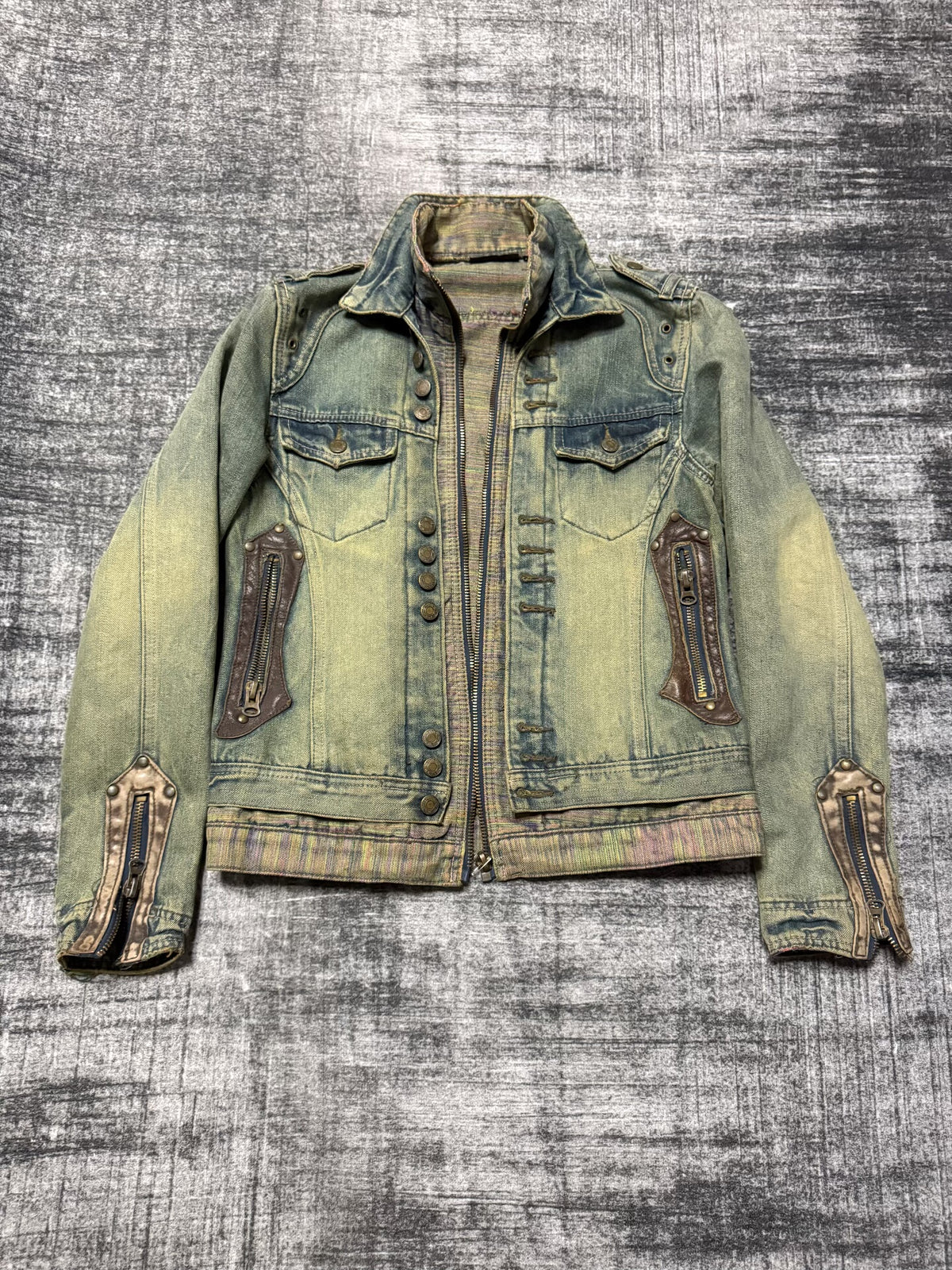 LGB-style vintage Japanese brand TRIXY washed epaulet denim jacket