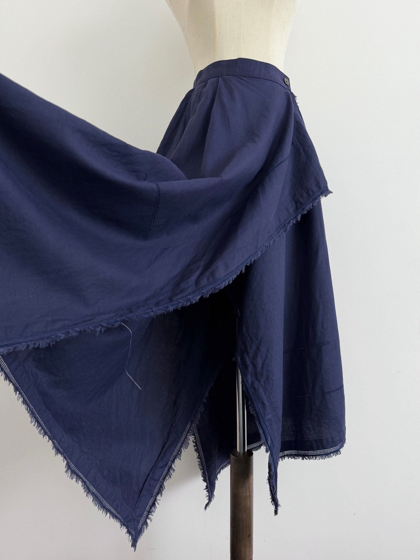 Issey Miyake 1980s Asymmetric Cotton Linen Skirt - Devines