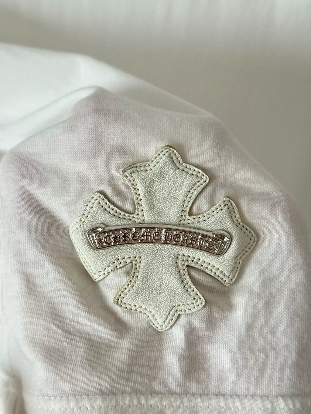 Chrome Hearts Heart Silver-Button Leather-Patch Polo Shirt