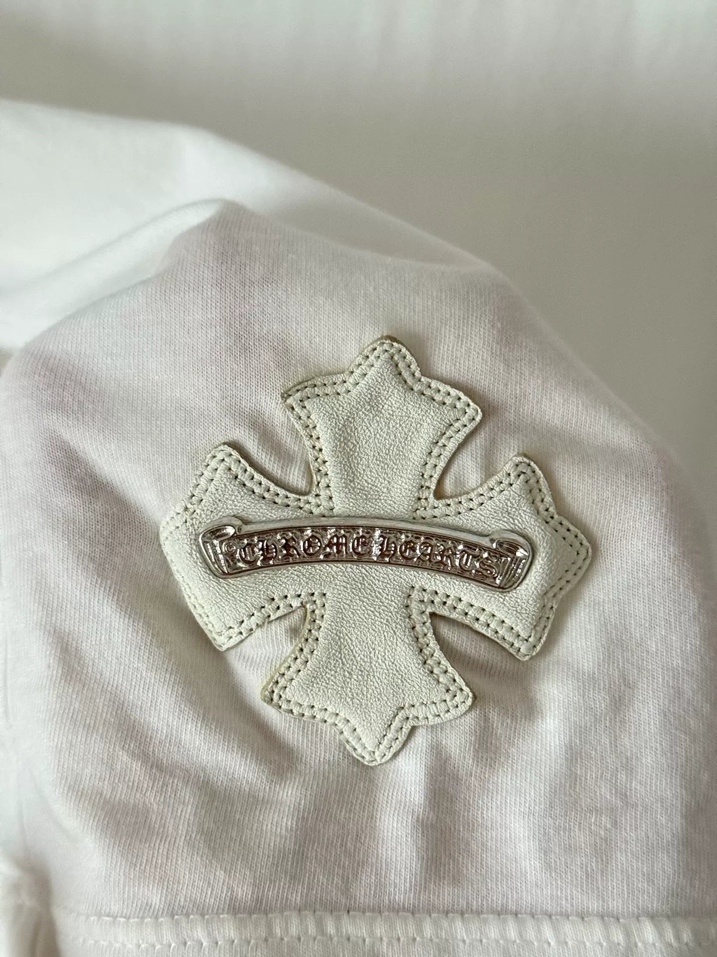 Chrome Hearts Heart Silver-Button Leather-Patch Polo Shirt