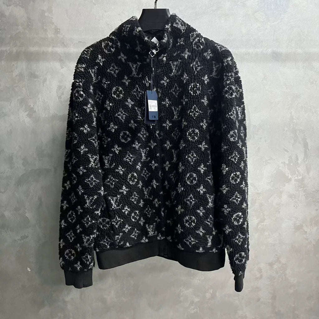Louis Vuitton Black All-Over Jacquard Fleece Jacket