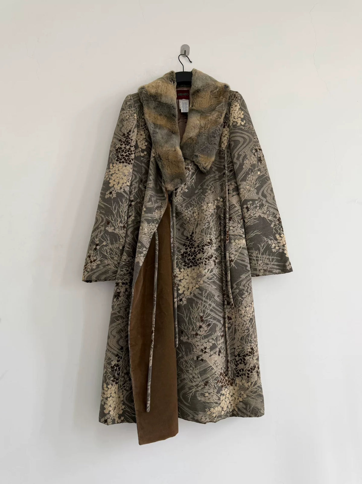 Yohji Yamamoto 80s Fur Collar Brocade Coat