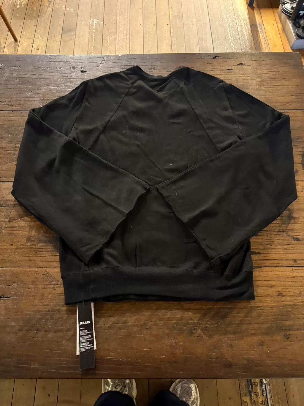 Julius SS17 Black Flared Sleeve Hooded Cotton Sweater