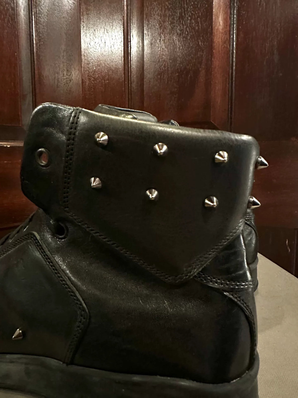 Alexander McQueen SS15 Black Studded Mid-Top Sneakers