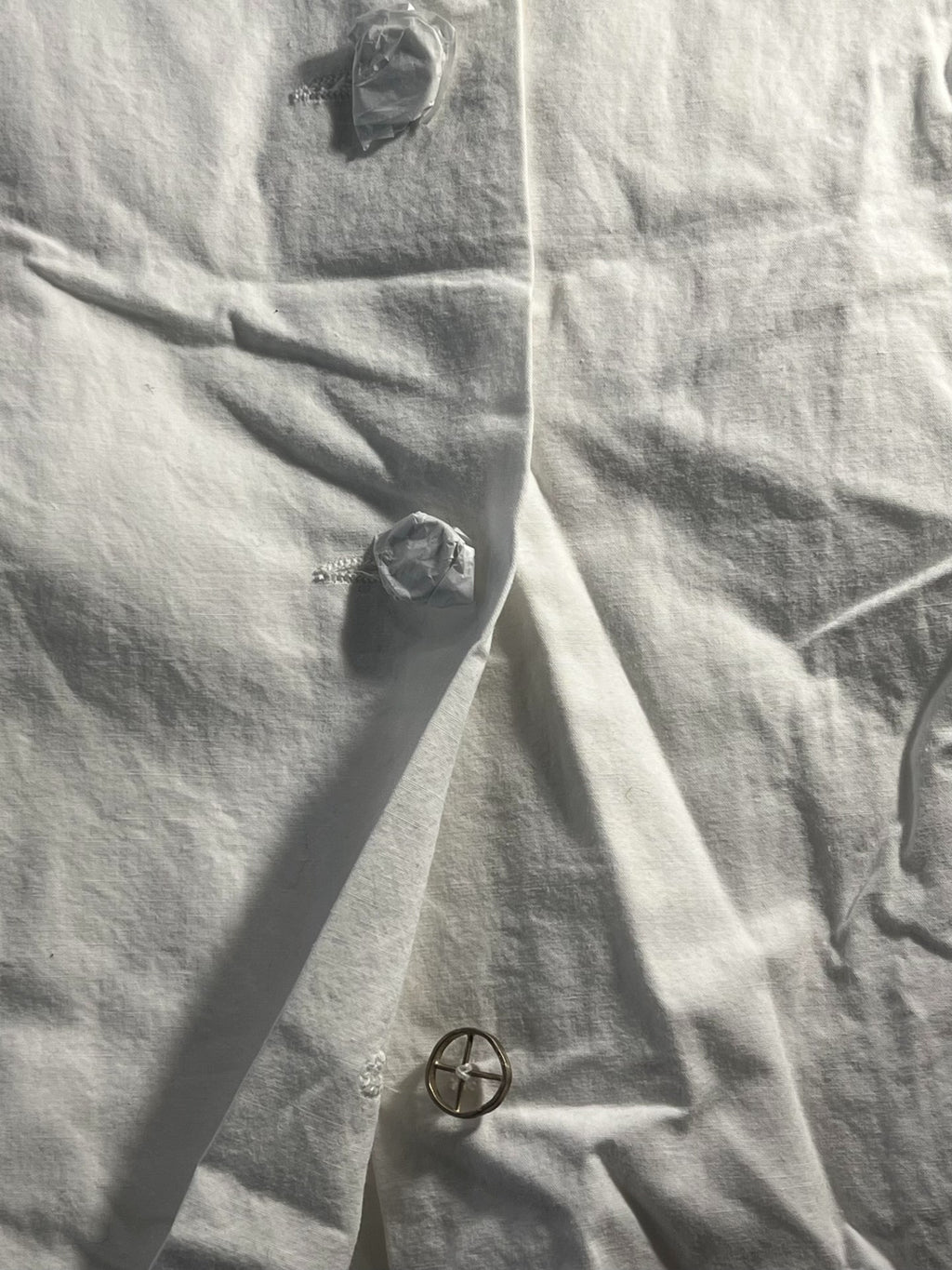 M.A+ SS19 White Three Planet Silver Buttons Cotton Linen Coat