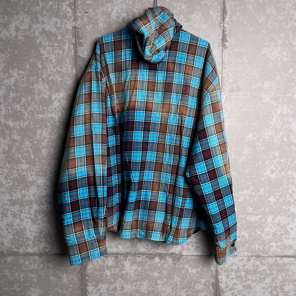 Balenciaga Unifit Mud-Dyed Plaid Hooded Shirt