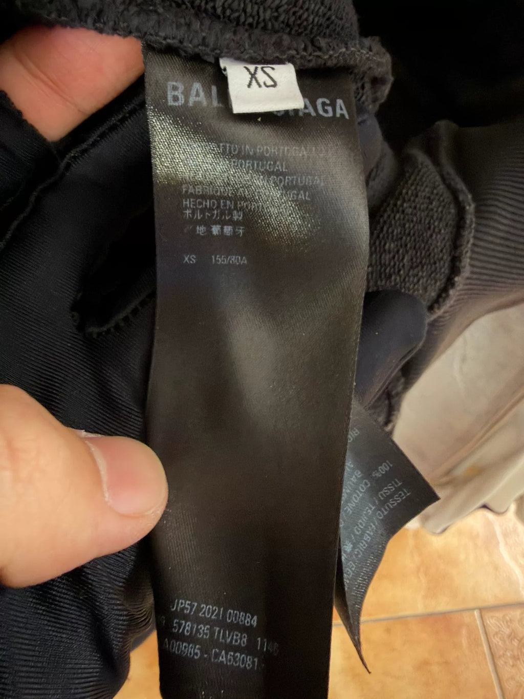 Balenciaga Washed Distressed Embroidered Logo Hooded Sweater
