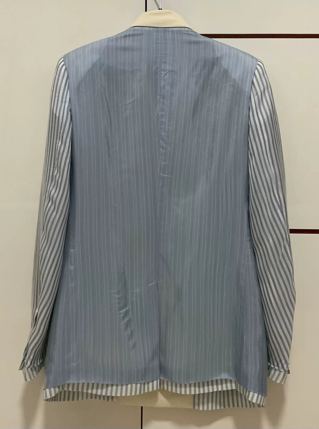 Dior Men 19SS Runway Peak Lapel Striped Color-Block Silk Wool Suit