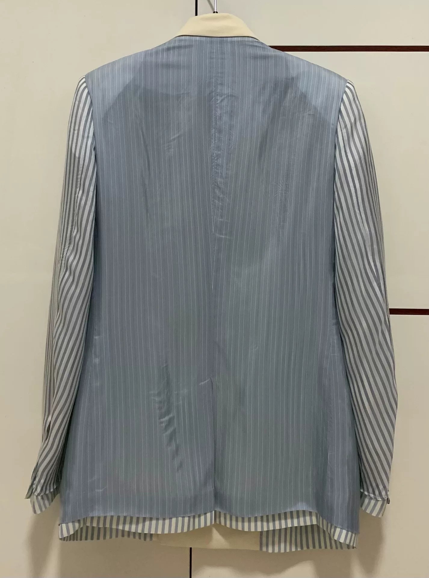 Dior Men 19SS Runway Peak Lapel Striped Color-Block Silk Wool Suit