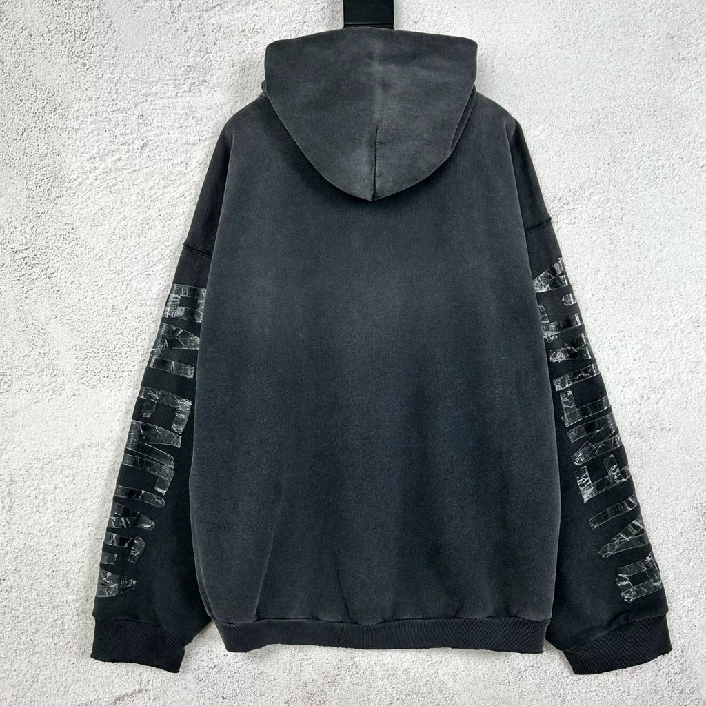 Balenciaga FW25 Black Tape-Letter Hooded Sweater